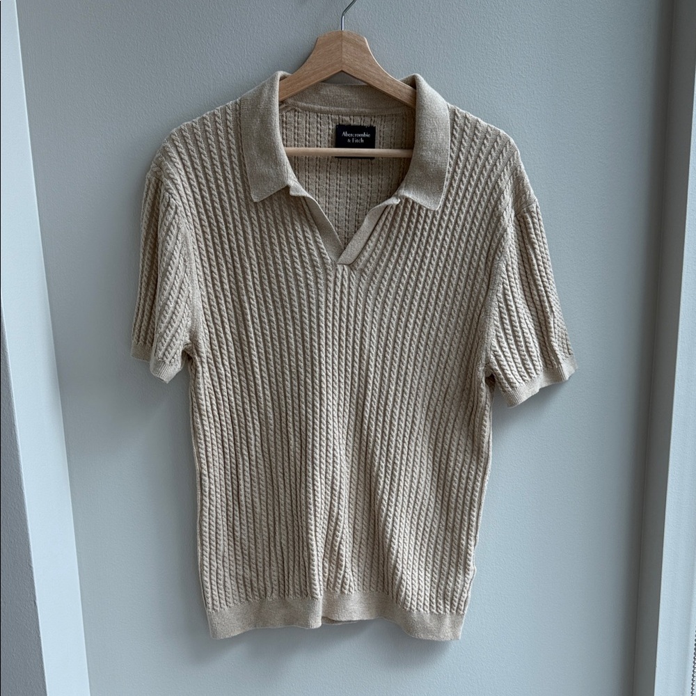 Abercrombie & Fitch Men's Beige Polo Shirt